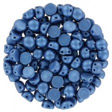 Czech 2-hole Cabochon beads 6mm Alabaster Metallic Sea Blue